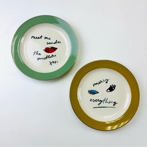 LAETITIA ROUGET desert plates RARE set of 2 Holiday  Christmas theme